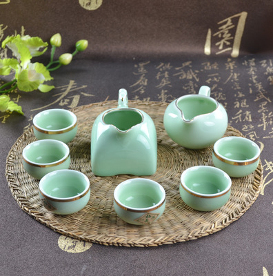 【尚品陶瓷廠專業生產 高檔商務饋贈禮品茶具 龍泉青瓷仿古功夫茶具】價格,廠家,圖片,茶具套裝,福建省德化縣尚品陶瓷-